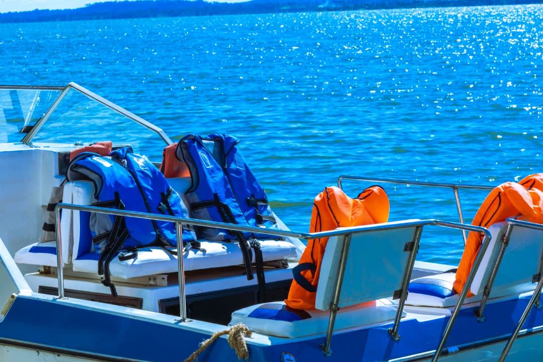 Boat deck with blue water view