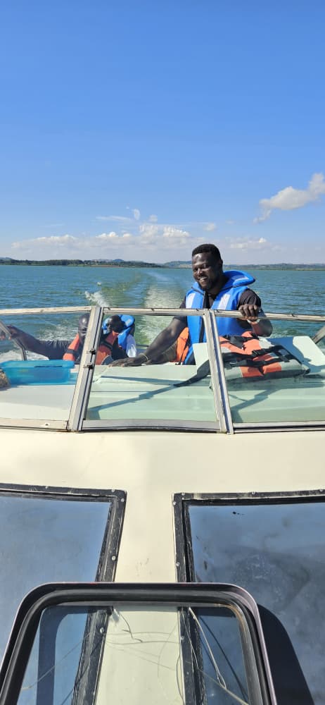 Captain navigating on Lake Victoria